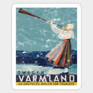 Vintage Distressed Sweden Travel Poster Sticker